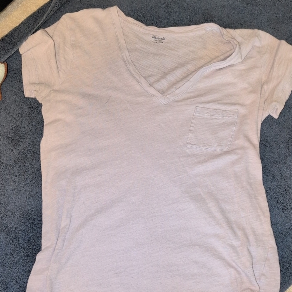 Madewell Lavender Cream V-Neck Tee
